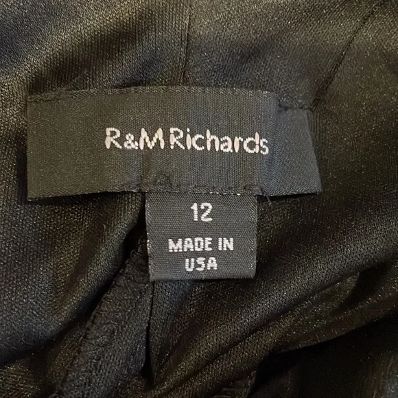 R&M Richards Black Sequin Sheer cross cross back blouse - Picture 6 of 6